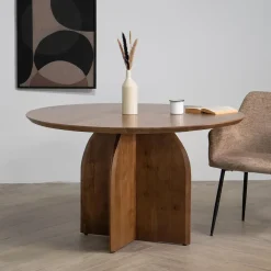 Ronde Eettafels-Giga Meubel Eettafel Rond Ø130cm - Bruin Acaciahout - Danae