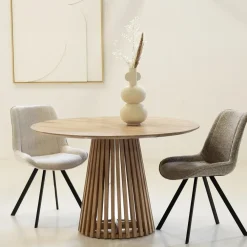 Ronde Eettafels-Giga Meubel Eettafel Rond Ø120cm - Naturel Acaciahout - 2-4 Personen - Seppe