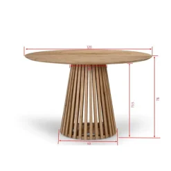 Ronde Eettafels-Giga Meubel Eettafel Rond Ø120cm - Naturel Acaciahout - 2-4 Personen - Seppe