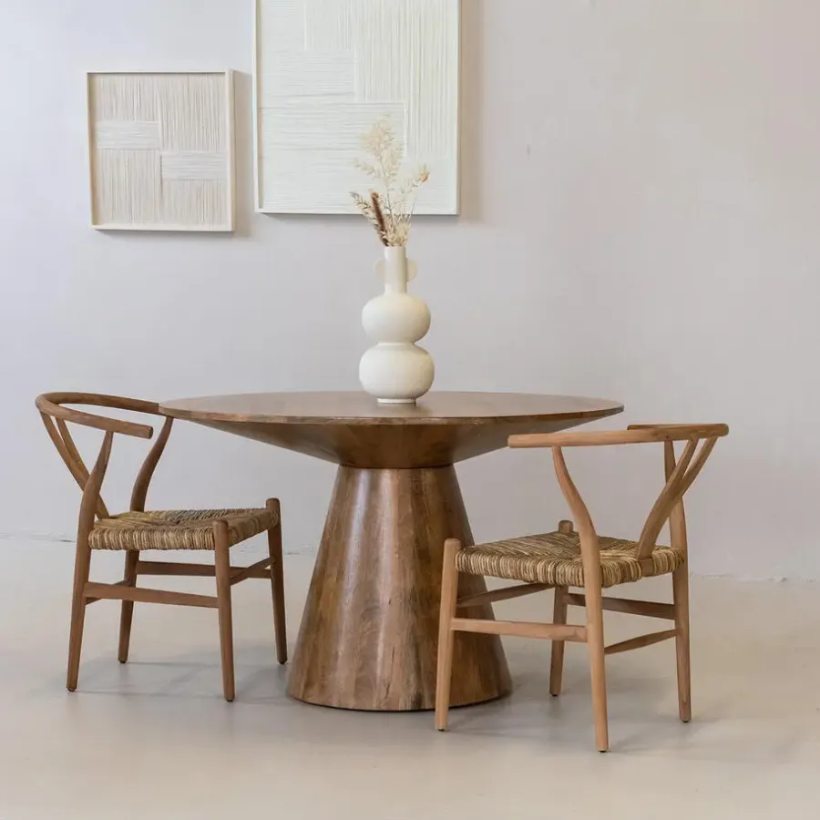 Giga Meubel Eettafel Rond 120cm - Naturel Mangohout - 2-4 Personen - Sep