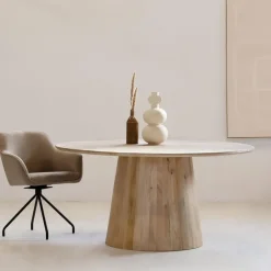 Ronde Eettafels-Giga Meubel Eettafel Rond 120cm - Naturel Mangohout - 2-4 Personen