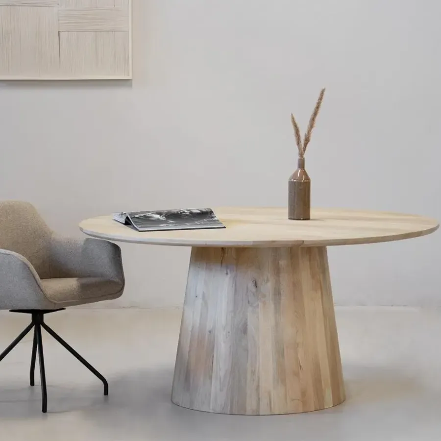 Ronde Eettafels-Giga Meubel Eettafel Rond 120cm - Naturel Mangohout - 2-4 Personen