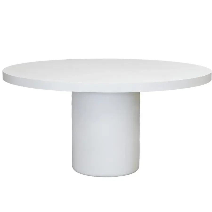 Ronde Eettafels-Giga Meubel Eettafel Rond 150cm - Wit Eco Composiet - Betonlook - Eden