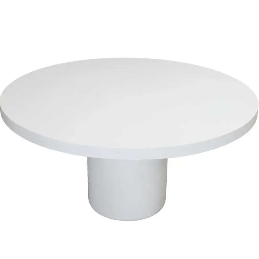 Ronde Eettafels-Giga Meubel Eettafel Rond 150cm - Wit Eco Composiet - Betonlook - Eden
