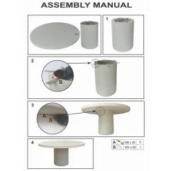 Giga Meubel Eettafel Rond 120cm - Wit Eco Composiet - Betonlook - Eden