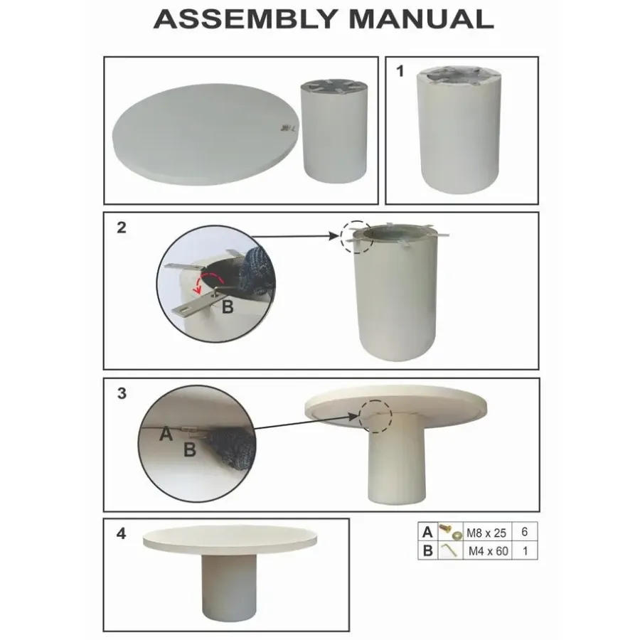 Giga Meubel Eettafel Rond 120cm - Wit Eco Composiet - Betonlook - Eden