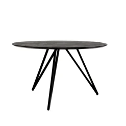 Giga Meubel Eettafel Rond 130cm - Zwart Metaal - 4-6 Personen - Marly