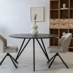 Giga Meubel Eettafel Rond 130cm - Zwart Metaal - 4-6 Personen - Marly