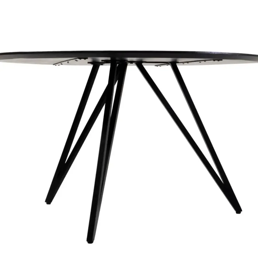 Giga Meubel Eettafel Rond 130cm - Zwart Metaal - 4-6 Personen - Marly