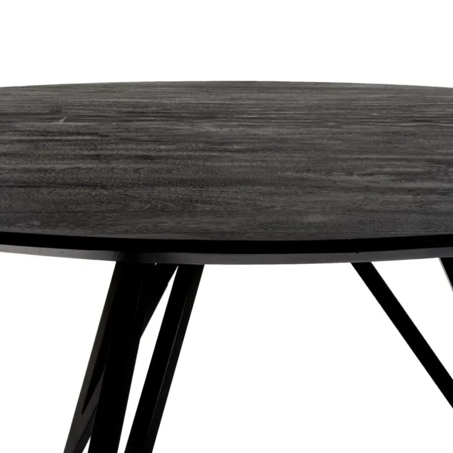 Giga Meubel Eettafel Rond 130cm - Zwart Metaal - 4-6 Personen - Marly