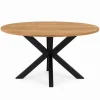 Industriële Eettafels-StarFurn Eettafel Rond Naturel Hout - 130x130x77cm - Arlington