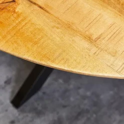 Industriële Eettafels-StarFurn Eettafel Rond Naturel Hout - 130x130x77cm - Arlington