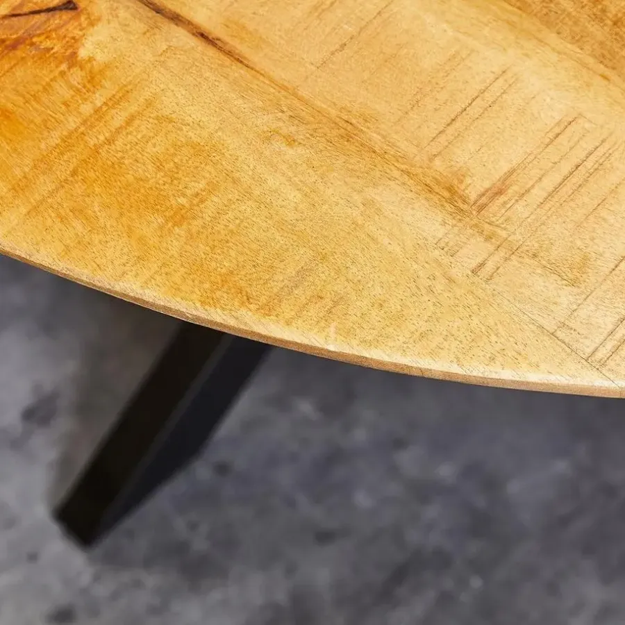 Industriële Eettafels-StarFurn Eettafel Rond Naturel Hout - 140x140x77cm - Arlington