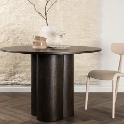 Ronde Eettafels-Fjôrd Eettafel Rond Walnoot 110cm - Fineer - Scandinavisch - Tafel Olivia