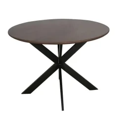 StarFurn Eettafel Rond Walnoot/Zwart - 150x150x76cm - Madison