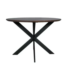 StarFurn Eettafel Rond Walnoot/Zwart - 150x150x76cm - Madison