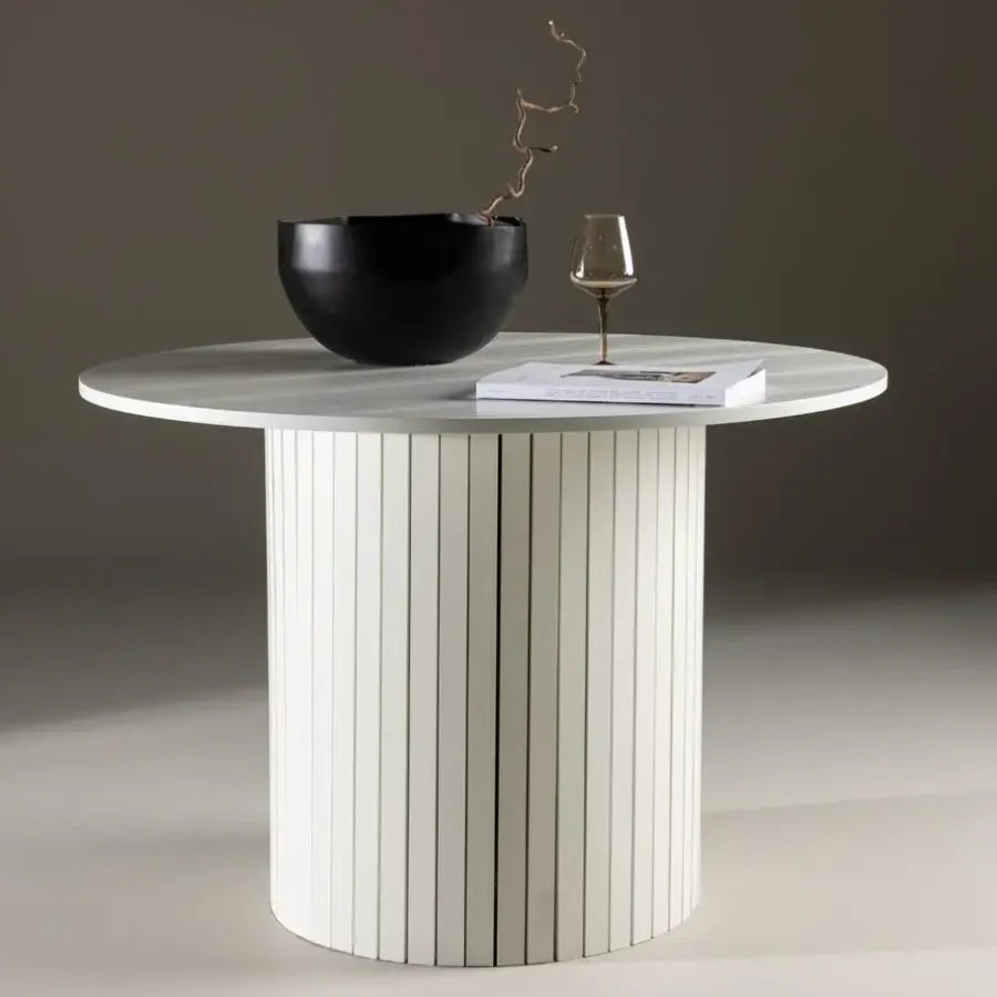 Fjôrd Eettafel Rond Wit 110cm - Fineer - Scandinavisch - Tafel Härön