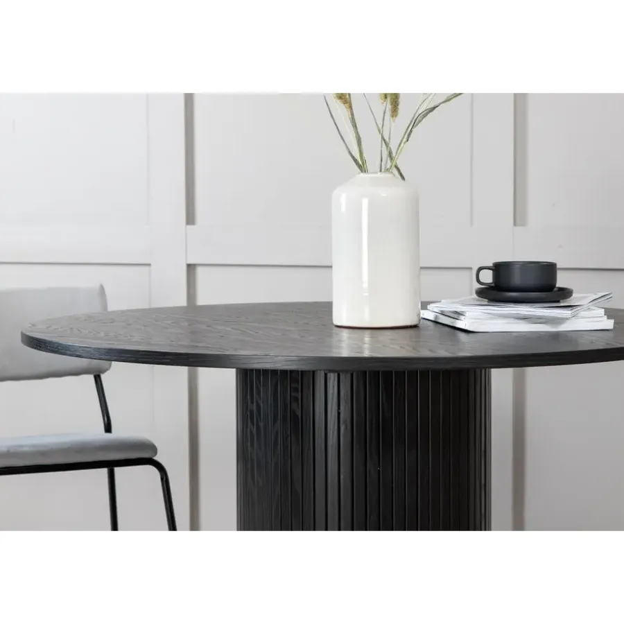Ronde Eettafels-Fjôrd Eettafel Rond Zwart 110cm - Fineer - Scandinavisch