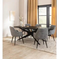 Rechthoekige Eettafels-Leen Bakker Eettafel Suzanne - zwart - 220x100 cm