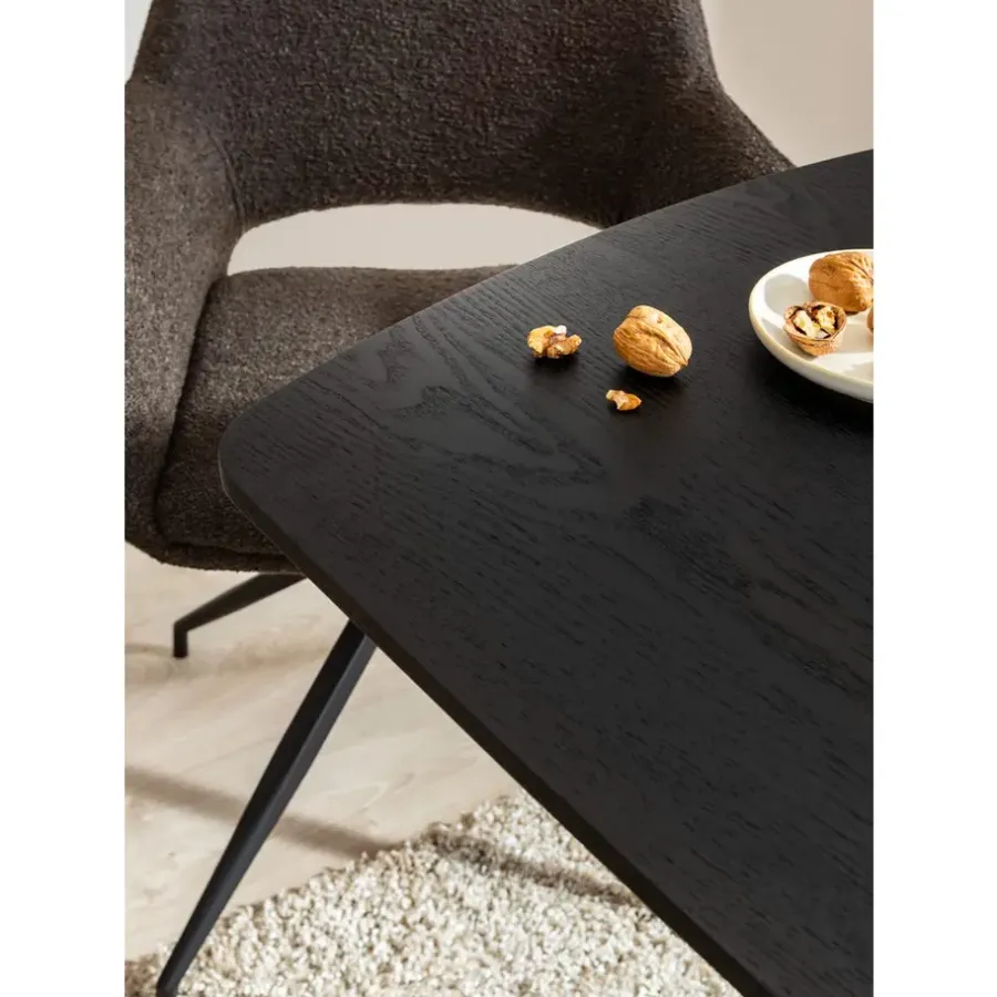 Leen Bakker Eettafel Suzanne - zwart - 200x90 cm