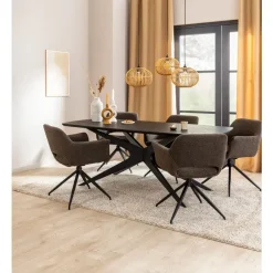 Leen Bakker Eettafel Suzanne - zwart - 200x90 cm