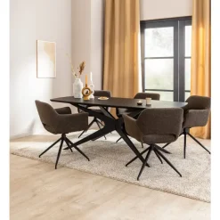 Leen Bakker Eettafel Suzanne - zwart - 200x90 cm