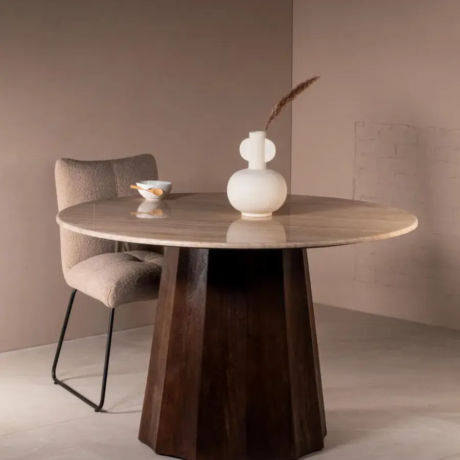 Ronde Eettafels-Giga Meubel Eettafel Travertin Ø150cm - Japandi Stijl - Tafel Lucio