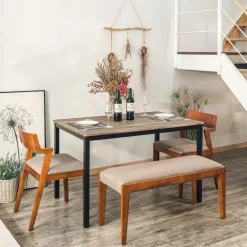 Rechthoekige Eettafels-Nordlys Eettafel voor 4 personen van metaal en grijs hout L120