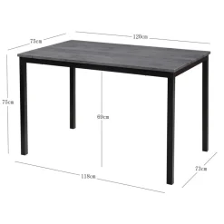 Rechthoekige Eettafels-Nordlys Eettafel voor 4 personen van metaal en grijs hout L120