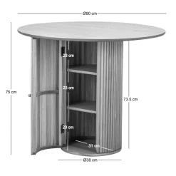 Houten Eettafels|Ronde Eettafels-Nordlys Eettafel voor 4 personen van massief grenen D90
