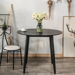 Houten Eettafels|Ronde Eettafels-Nordlys Eettafel voor 4 personen van massief grenen D90