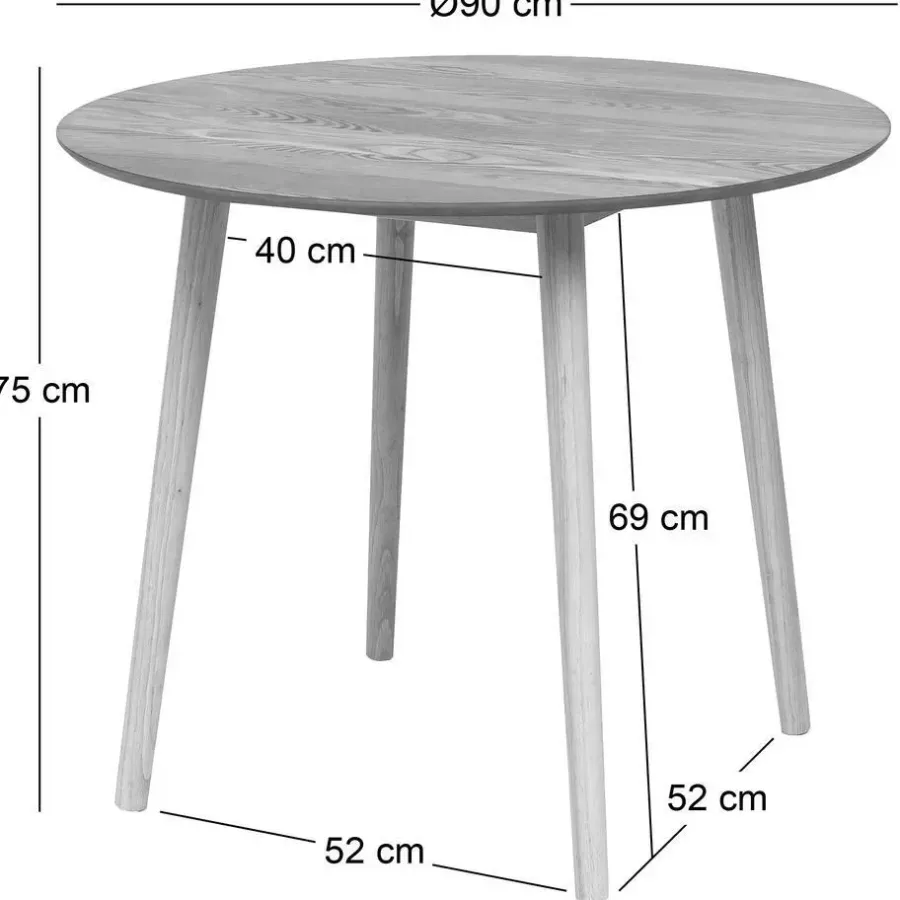Houten Eettafels|Ronde Eettafels-Nordlys Eettafel voor 4 personen van massief grenen D90