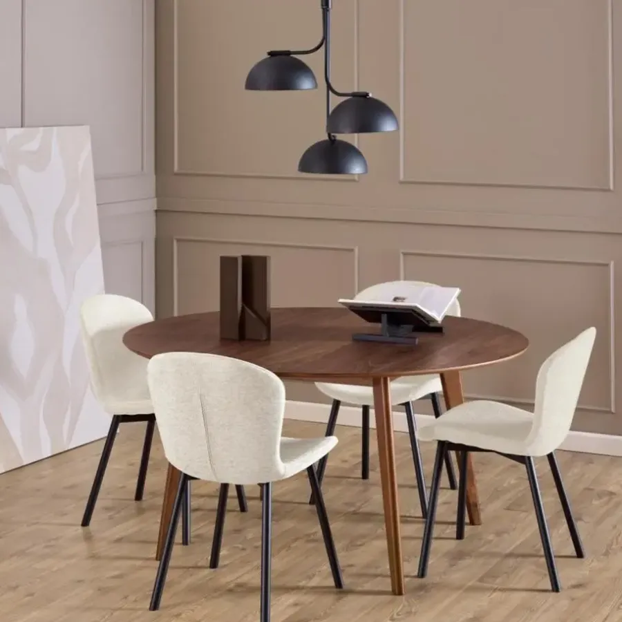 Ronde Eettafels-Giga Living Eettafel Walnoot Rond - 140x140x76cm - Levi