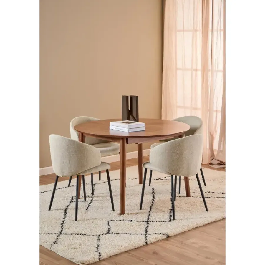 Ronde Eettafels-Giga Living Eettafel Walnoot Uitschuifbaar - 154x115x75 cm - Gradje