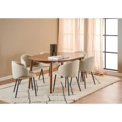 Ronde Eettafels-Giga Living Eettafel Walnoot Uitschuifbaar - 154x115x75 cm - Gradje