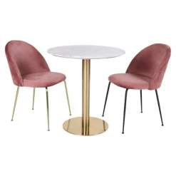 House Nordic Eettafel Wit Ø110cm - Gouden Onderstel - Bolzano