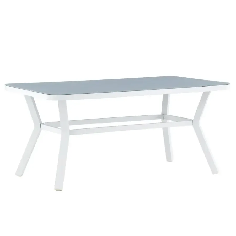 Rechthoekige Eettafels-Fjôrd Eettafel Wit Grijs Glas - 160x90x74cm - Virya