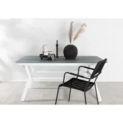 Rechthoekige Eettafels-Fjôrd Eettafel Wit Grijs Glas - 160x90x74cm - Virya