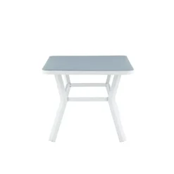 Rechthoekige Eettafels-Fjôrd Eettafel Wit Grijs Glas - 160x90x74cm - Virya