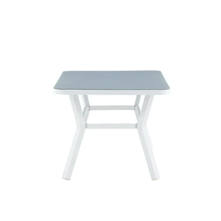 Rechthoekige Eettafels-Fjôrd Eettafel Wit Grijs Glas - 160x90x74cm - Virya
