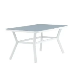 Rechthoekige Eettafels-Fjôrd Eettafel Wit Grijs Glas - 160x90x74cm - Virya