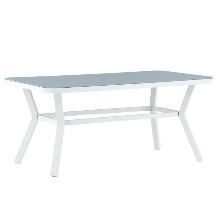 Rechthoekige Eettafels-Fjôrd Eettafel Wit Grijs Glas - 160x90x74cm - Virya