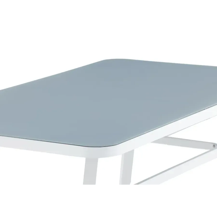 Rechthoekige Eettafels-Fjôrd Eettafel Wit Grijs Glas - 160x90x74cm - Virya