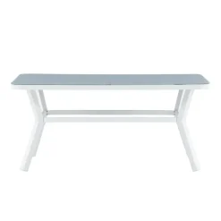 Rechthoekige Eettafels-Fjôrd Eettafel Wit Grijs Glas - 160x90x74cm - Virya