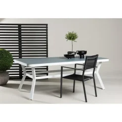 Fjôrd Eettafel Wit Grijs Glas - 200x100x74cm - Virya