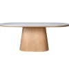 Ovale Eettafels-Giga Meubel Eettafel Wit Keramiek/Naturel - 200x90x77cm - Alba