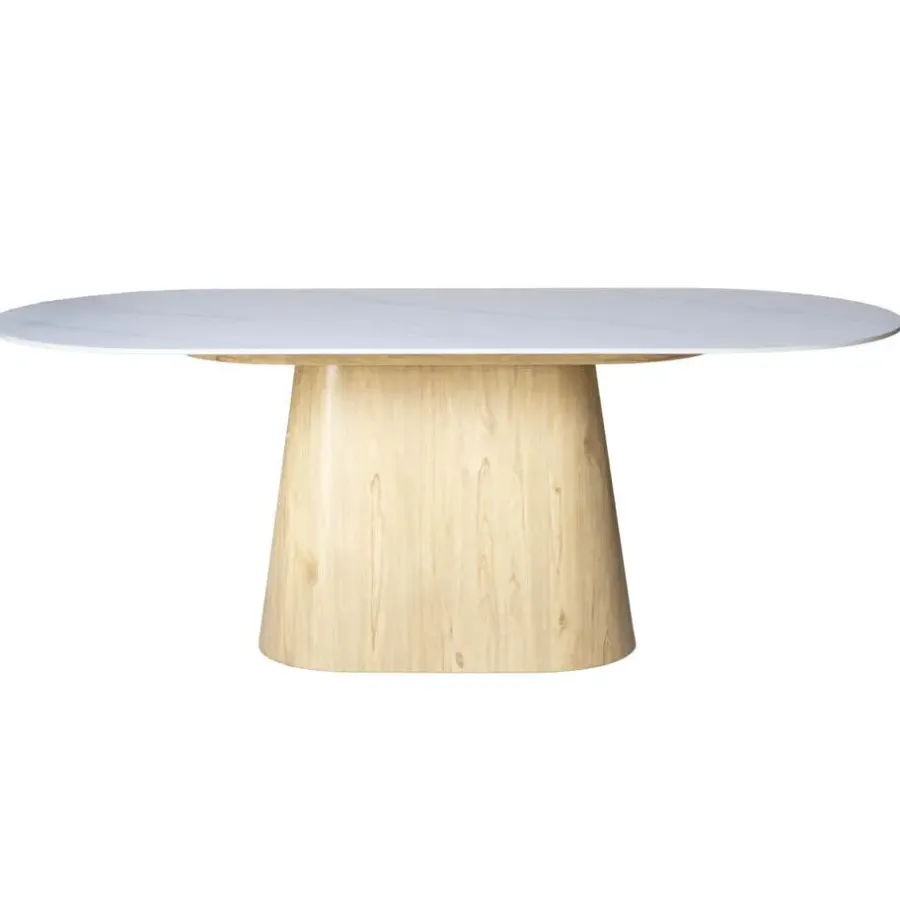 Giga Meubel Eettafel Wit Keramiek/Naturel - 200x90x75cm - Madia