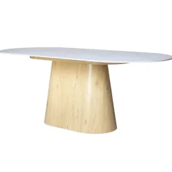 Giga Meubel Eettafel Wit Keramiek/Naturel - 200x90x75cm - Madia