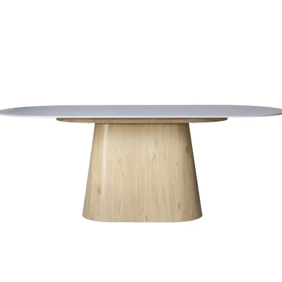 Giga Meubel Eettafel Wit Keramiek/Naturel - 200x90x75cm - Madia