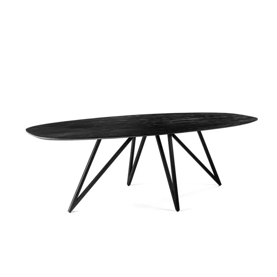 Ovale Eettafels-Giga Living Eettafel Zwart Acaciahout - Ovaal - 240x110x76cm - Langford